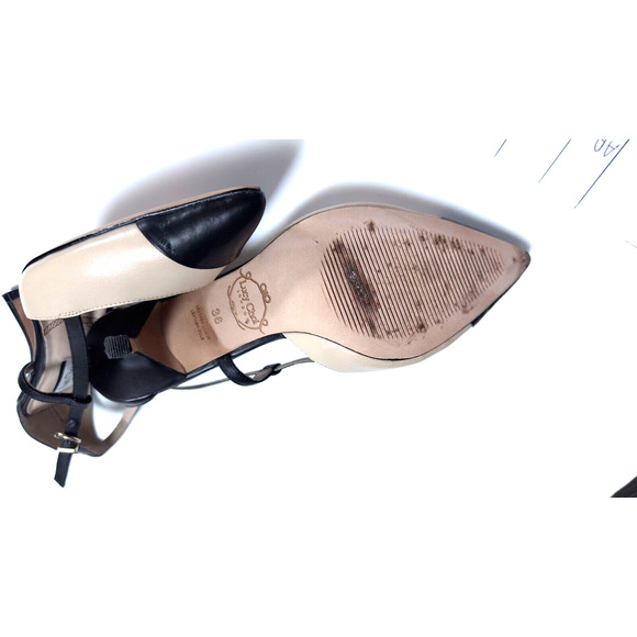 Lucy Choi London All Leather Ivory Contrast Cap Lady Shoes Heel 2.5" sz‎ 36 US 6 - Picture 8 of 8
